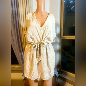 HYFVE Romper Womens Medium V Neck Tie Waist Boho